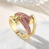Brass Micro Pave Cubic Zirconia Cuff Open Rings for Women RJEW-L343-12G-02-1