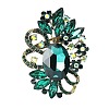 Flower with Oval Golden Alloy Rhinestone Brooches for Backpack Clothes PW-WG4AA4A-03-1