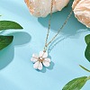 Natural Howlite Clover Pendant Necklaces NJEW-JN05132-01-1