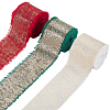 3 Roll 3 Styles Single Face Hot Stamping Polyester Frayed Ribbon OCOR-CP0001-12B-1