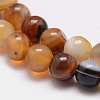 Natural Striped Agate/Banded Agate Bead Strands G-K166-13-6mm-02-5