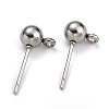 304 Stainless Steel Ball Post Stud Earring Findings STAS-Z035-01P-F-2