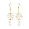 Shell Pearl with Glass Dangle Earring EJEW-JE05931-01-1