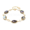 Oval Brass Abalone Shell Link Bracelets KK-D301-01G-2