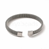 304 Stainless Steel Flat Mesh Chains Shape Open Cuff Bangle for Women BJEW-C0033-04-4