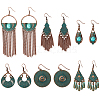 ANATTASOUL 6 Pairs 6 Style Ethnic Style Alloy Dangle Earrings with Iron Pins EJEW-AN0004-48-1