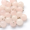 Round Natural Rose Quartz Pendants X-G-Q434-02-1