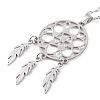 Non-Tarnish Woven Net/Web with Feather 304 Stainless Steel Boho Pendant Necklaces for Women NJEW-G087-07P-2