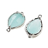 Cat Eye Faceted Teardrop Connector Charms G-B081-02P-03-2