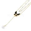 Ion Plating(IP) Golden Tone 304 Stainless Steel Double Layer Butterfly Pendant Necklaces for Women NJEW-K276-08G-01-1