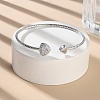 Clear Cubic Zirconia Open Cuff Bangle BJEW-G737-01P-01-3