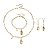 Natural Freshwater Pearl & Electroplated Shell Necklace and Bracelet and Dangle Earring Sets SJEW-JS01314-1