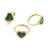 Heart Natural Malachite Adjustable Rings RJEW-Q817-05G-03-1