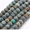 Frosted Natural African Turquoise(Jasper) Round Beads Strands G-D746-8mm-3