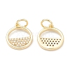 Brass Micro Pave Clear Cubic Zirconia Charms ZIRC-B010-33G-2