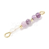 Faceted Round Natural Quartz Crystal & Amethyst & Lepidolite Beaded Connector Charms PALLOY-JF03530-07-3