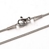 1mm 201 Stainless Steel Round Snake Chain Necklaces for Women Men NJEW-N054-01P-1