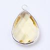 Silver Color Plated Brass Glass Teardrop Pendants GLAA-M006-A-18S-2