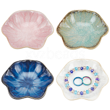 4Pcs 4 Colors Flambed Glazed Lotus Leaf Multi-Use Jewelry Plate for Rings Necklace Bracelet Display AJEW-FG0003-59