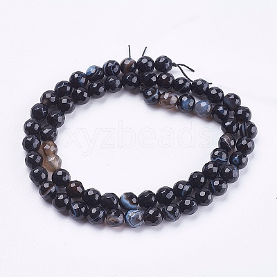 Natural Striped Agate/Banded Agate Beads Strands G-P364-11-6mm-1