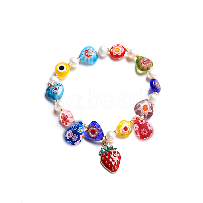 50Pcs Handmade Millefiori Glass Charms LK-CJ0001-07-1