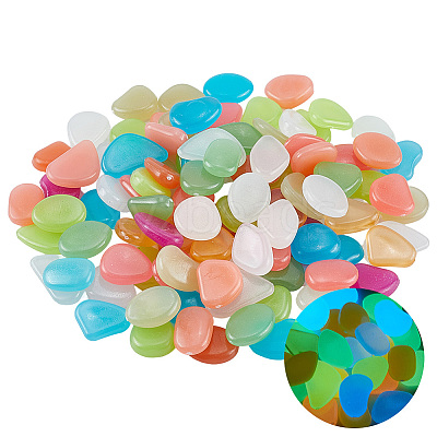 1 Set Resin Luminous Glow in the Dark Pebbles Stone DJEW-CN0001-40A-1