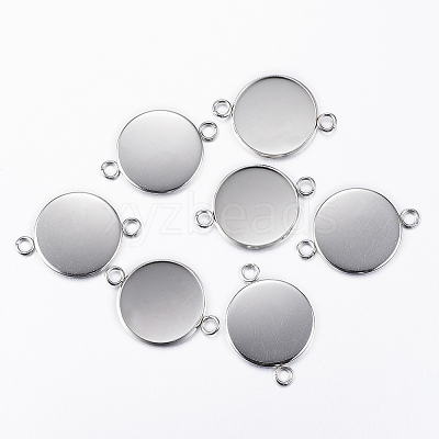 Tarnish Resistant 201 Stainless Steel Cabochon Connector Settings LS-STAS-P161-29-6.5mm-1