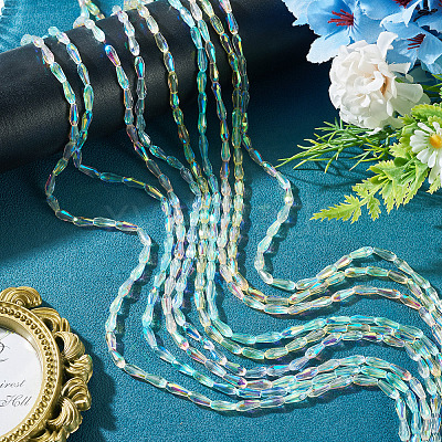 10 Strands 5 Colors AB Color Plated Transparent Glass Teardrop Beads Strands EGLA-TA0013-66-1