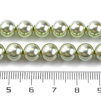UV Plating Pearlized Glass Pearl Beads Strands GLAA-F128-01B-T21-1