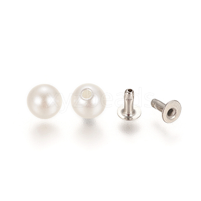 ABS Plastic Imitation Pearl Rivet Studs X-KY-L076-A-01-1