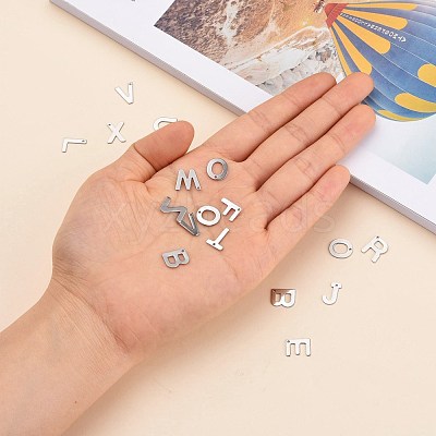 Tarnish Resistant 201 Stainless Steel Letter Charms STAS-S036-M-1