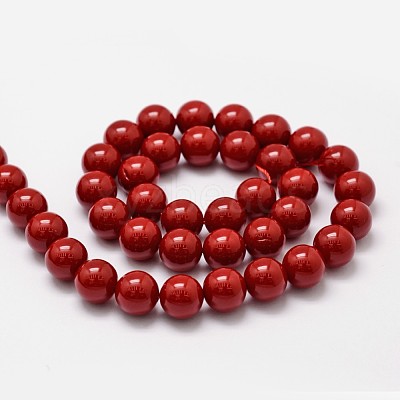Shell Pearl Beads Strands X-BSHE-L026-01-8mm-1