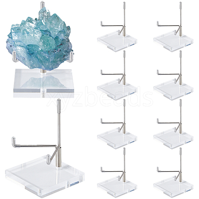 Stainless Steel Crystal Ball Display Holder with Square Clear Acrylic Bases LS-AJEW-WH0695-152P-B-1