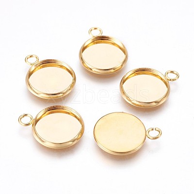 304 Stainless Steel Pendant Cabochon Settings STAS-P220-11G-01-1