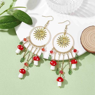 Golden 304 Stainless Steel Sun Chandelier Earrings EJEW-JE05674-02-1