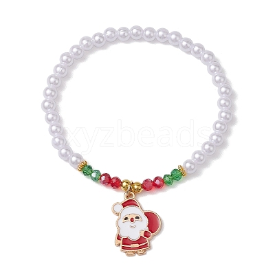 4Pcs 4 Styles Electroplate Glass & Imitated Pearl Acrylic Beaded Stretch Bracelet Sets BJEW-JB10415-1