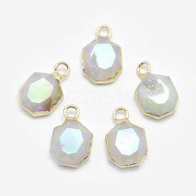 Electroplate Natural Druzy Agate Pendants G-I207-12A-G-1