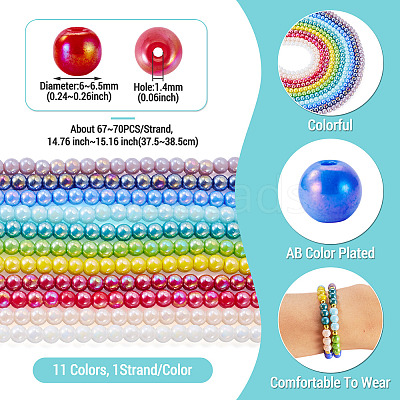 11Strands 11 Colors Electroplate Opaque Glass Beads Strands GLAA-TA0004-34-1