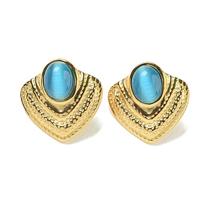 Cat Eye Stud Earrings EJEW-G400-60G-03-1