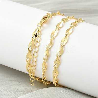 4MM Brass Dapped Chain Necklaces for Women NJEW-K271-02G-1