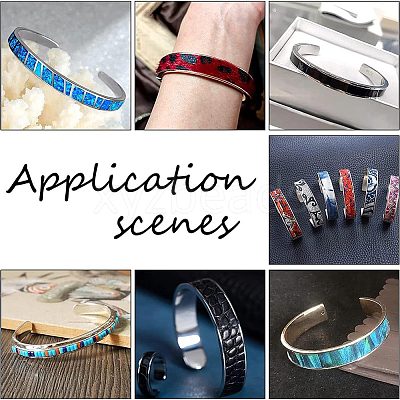 1Pc 304 Stainless Steel Grooved Bangles FIND-UN0043-39M-1