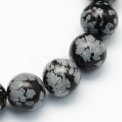 Natural Snowflake Obsidian Round Beads Strands X-G-S172-8mm-1