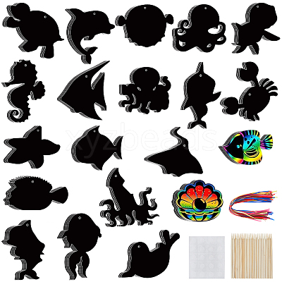 Rainbow Scratch Paper Art Pendant Decoration Kits DIY-WH20013-21B-1