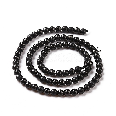 Natural Shungite Beads Strands G-D481-15B-4MM-1