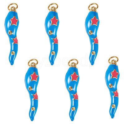 6Pcs Brass Enamel Pendants KK-SW0001-08A-1