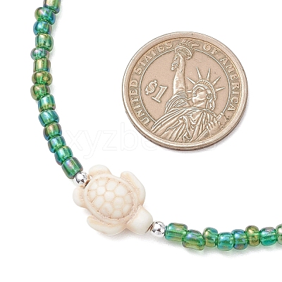 12Pcs 12 Colors Ocean Synthetic Turquoise Turtle with Glass Seed Beaded Necklaces for Women NJEW-JN05946-1