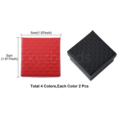 8Pcs 4 Colors Square Cardboard Ring Boxes CBOX-FS0001-08-1