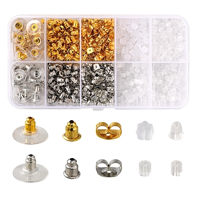 740Pcs 10 Style Brass & Iron & Plastic Ear Nuts DIY-YW0006-34-1