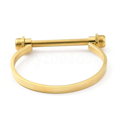 304 Stainless Steel D Shape Bar Screw Bangle BJEW-G636-05A-G-1