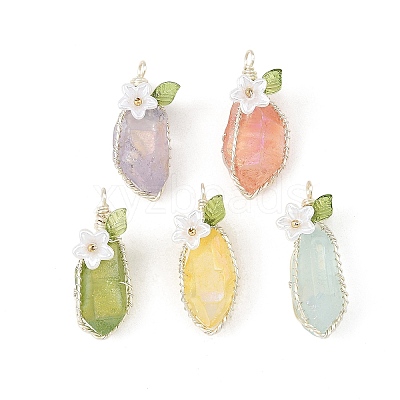 Electroplated Natural Quartz Crystal Wire Wrapped Pendants PALLOY-TA00450-1